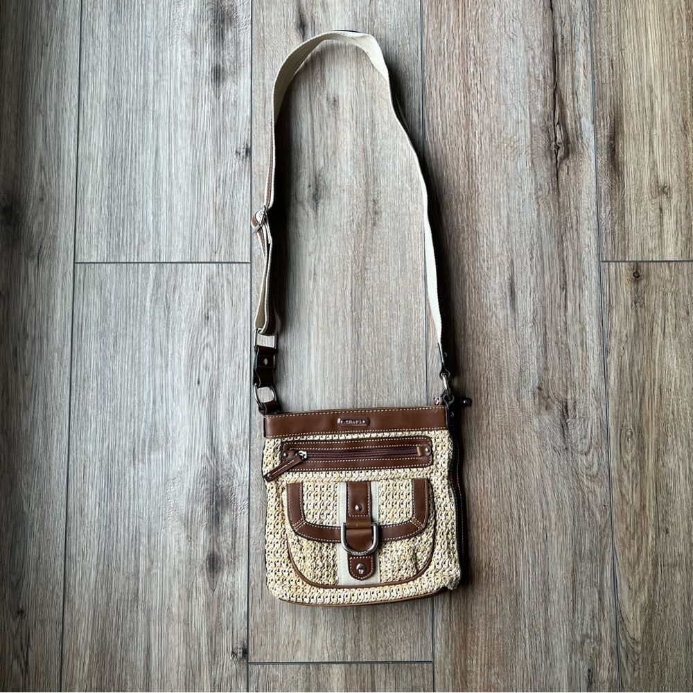 Chaps Crossbody Bag Summer Woven Straw - Picture 4 of 12